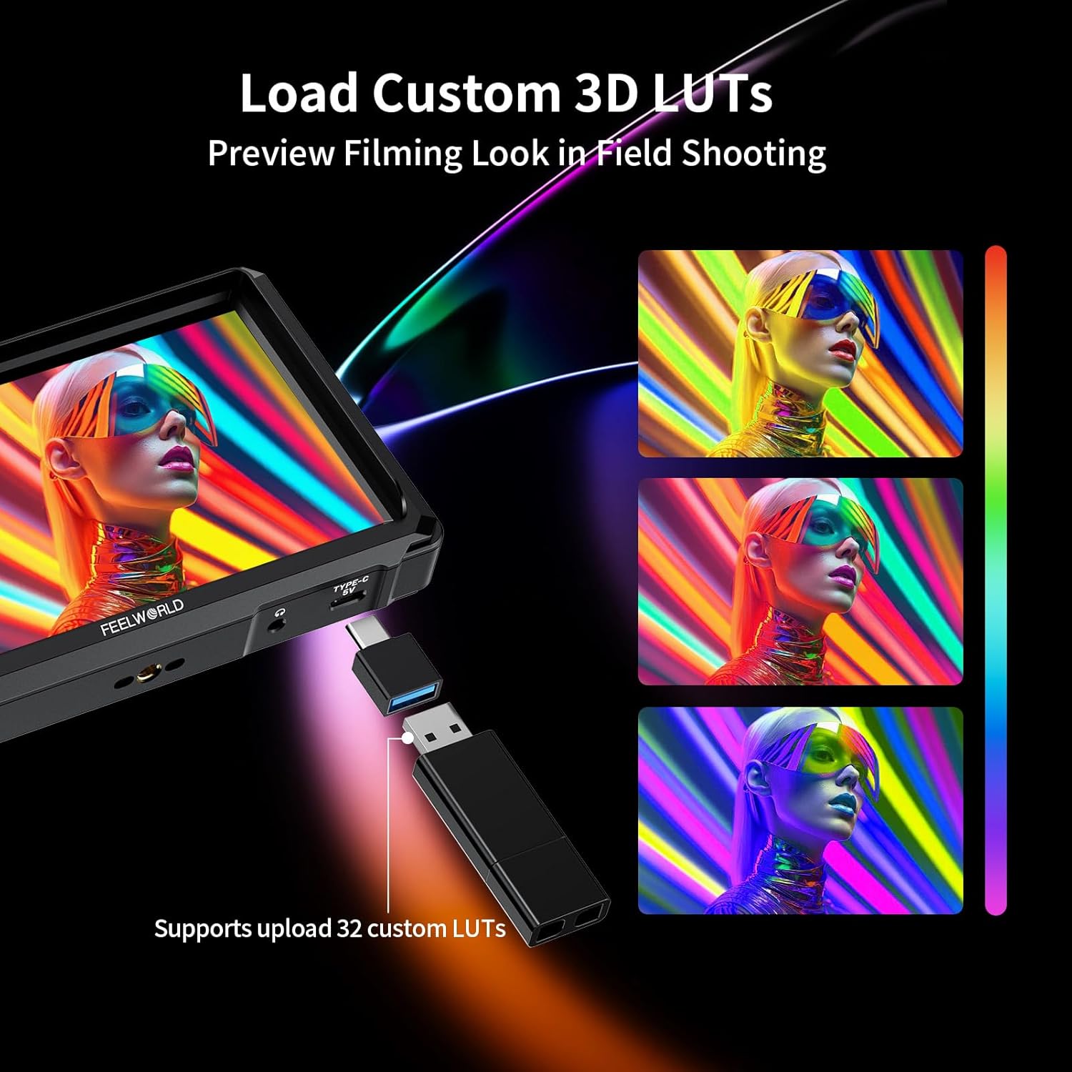 FEELWORLD FW568 PRO 6-Inch Camera Monitor, 1200nit Brightness, 1920x1080 IPS Display, 4K HDMI 60Hz, HDR