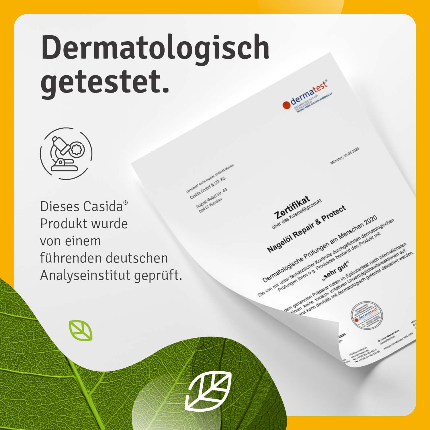 Casida Nagelöl Repair & Protect – Pflegeöl für beanspruchte Nägel – stärkt & regeneriert Finger- & Fußnägel – pflanzlich, ohne chemische Zusätze – mit Teebaumöl & Oregano Öl – Made in Germany- 10ml