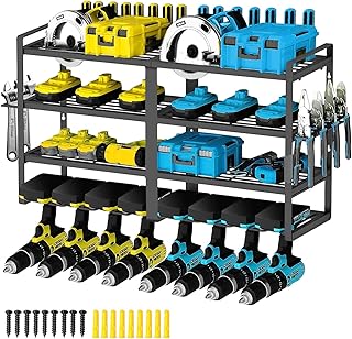 Alpen Power Tool Organizer Wall Mount, Large 4 Layer Heavy Duty Metal Power Tool Storage Rack, Garage Tool Drill Holder fo...
