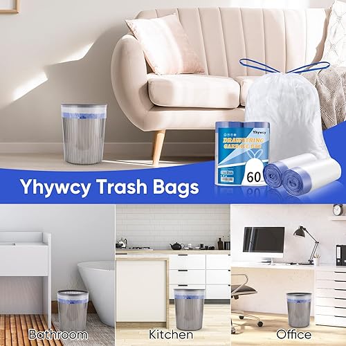 Miniatura 5 de Bolsa de basura de 8 galones con cordón mediano para botes de basura de 8 galones, cocina, dormitorio, baño, sala de estar, oficina, restaurante,