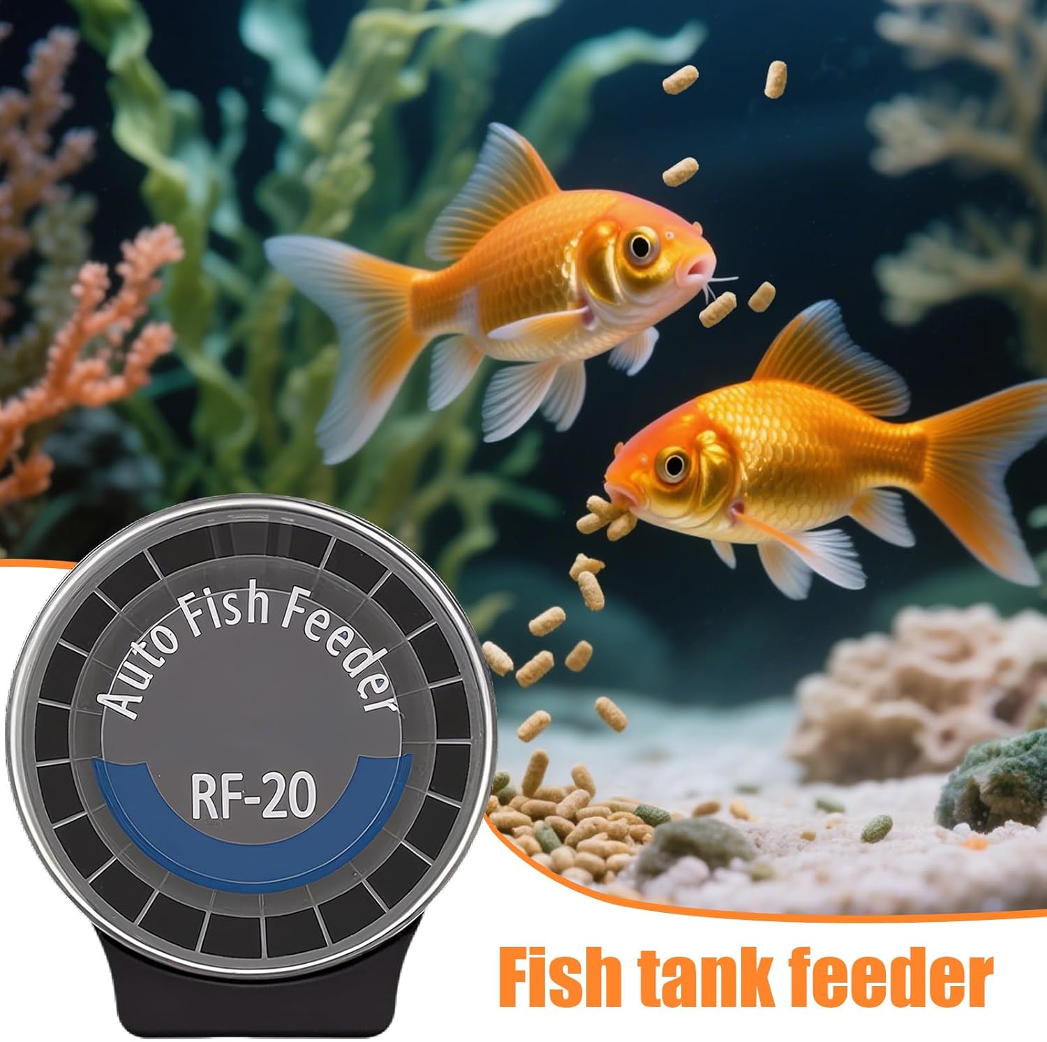 Fish Tank Automatic Feeder,6 Timer 21-Compartment Auto Food Dispenser for Aquarium,Fish Tank Smart Feeder - for Turtle Betta Tetrasfrog Axolotl Shrimp Saltwater Freshwater Home Office