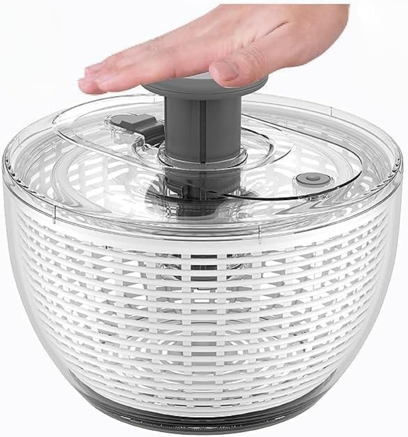 Glass Salad Spinner, Vegetable Cleaner, Fruit Washing Bowl with Strainer, One-Touch Brake, Fruit and Veggie Wash, Dishwasher Safe,Large Capacity Quick Salad Spinner,One-Touch Brake (L: 6L/5.44Qt)