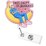This Shift is Bananas Funny Skeleton Nurse Badge Reel, Pink Cute Radiology X-Ray Tech Retractable ID Badge Holder, Name Tag Badge Clip for RN CT ED ICU ER RAD Night Shift Nurse Radiologist Workers