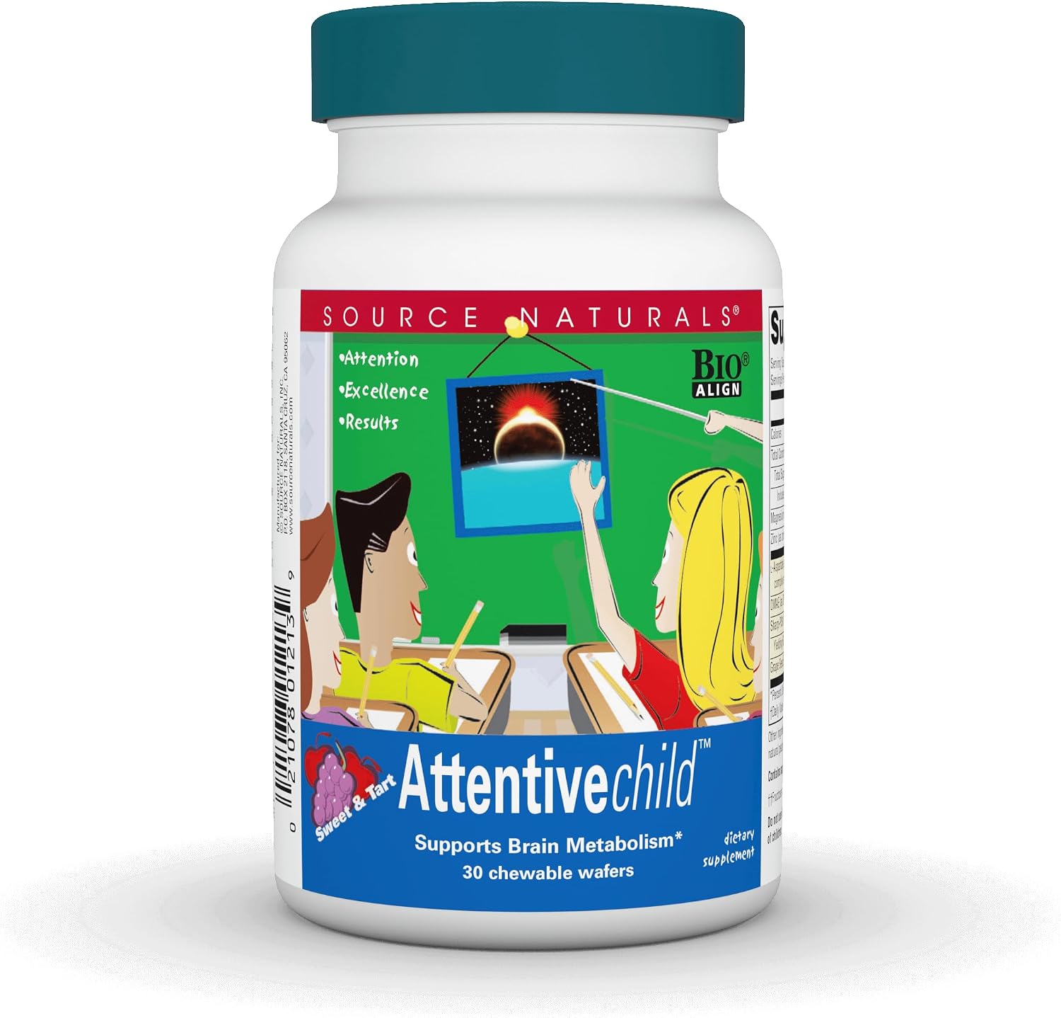 Source Naturals Attentive Child Chewable Wafers for Brain Metabolism Support - 30 Fruit Wafers