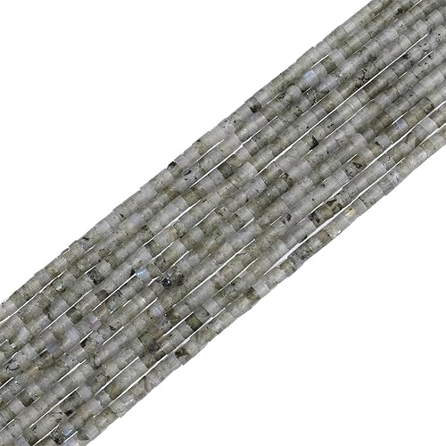 Miniatura 7 de Cuentas cilíndricas cortas de espectrolita natural de 0.079 x 0.118 in, 155 cuentas sueltas de tubo semipiedras preciosas para diseño de joyería
