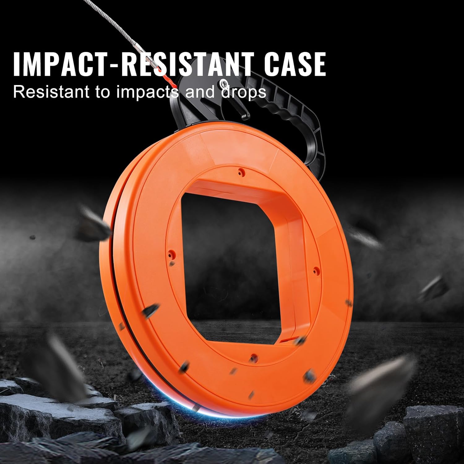 VEVOR Fish Tape, 100-foot, 1/4-inch, PET Wire Puller with Optimized Housing and Handle, Easy-to-Use Cable Puller Tool, Flexible Wire Fishing Tools for Walls and Electrical Conduit, Non-Conductive