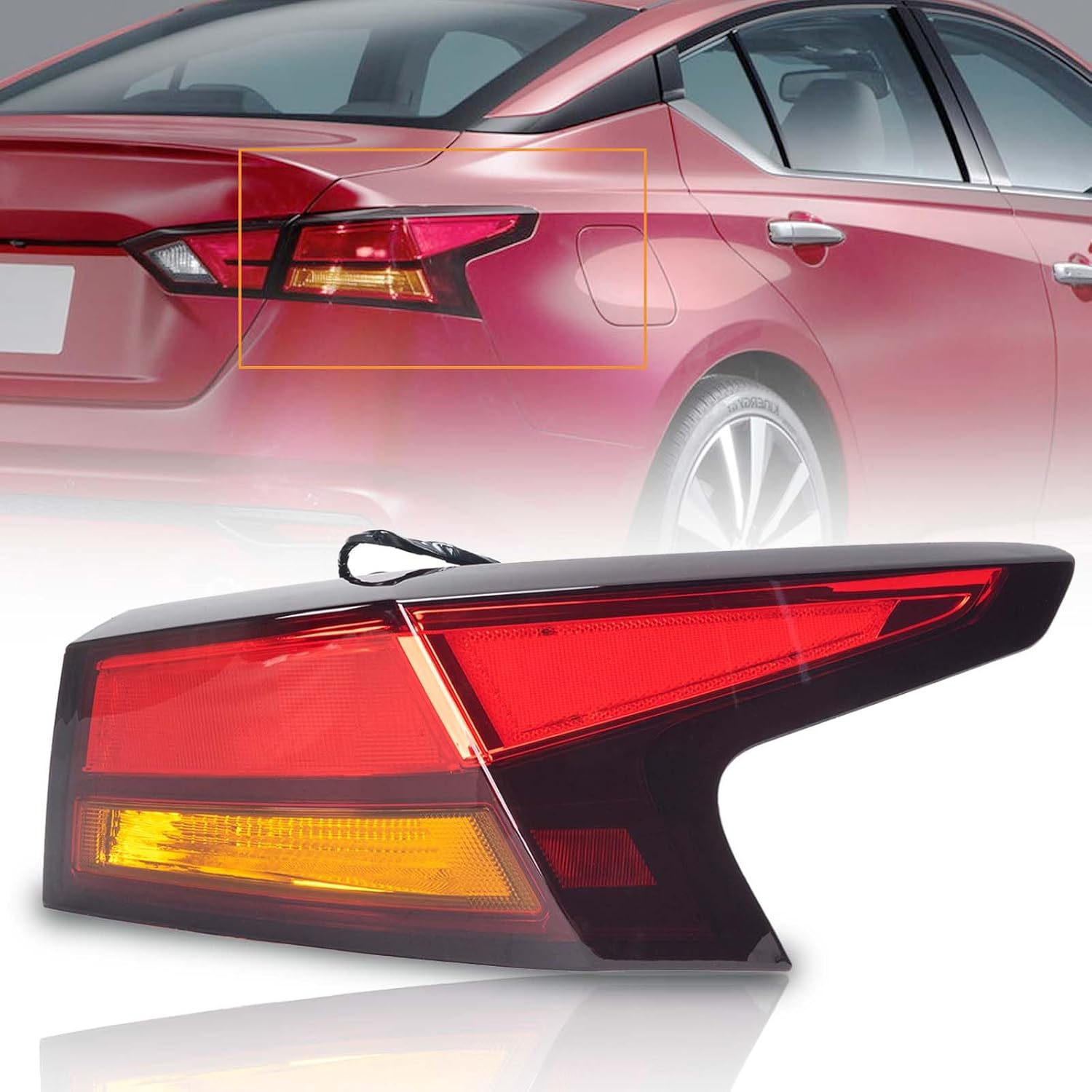 KARPAL Rear Outer Tail Light Assembly Compatible With 2019-2022 Nissan Altima, Passenger Side, Replacement 265506CA1A NI2805118