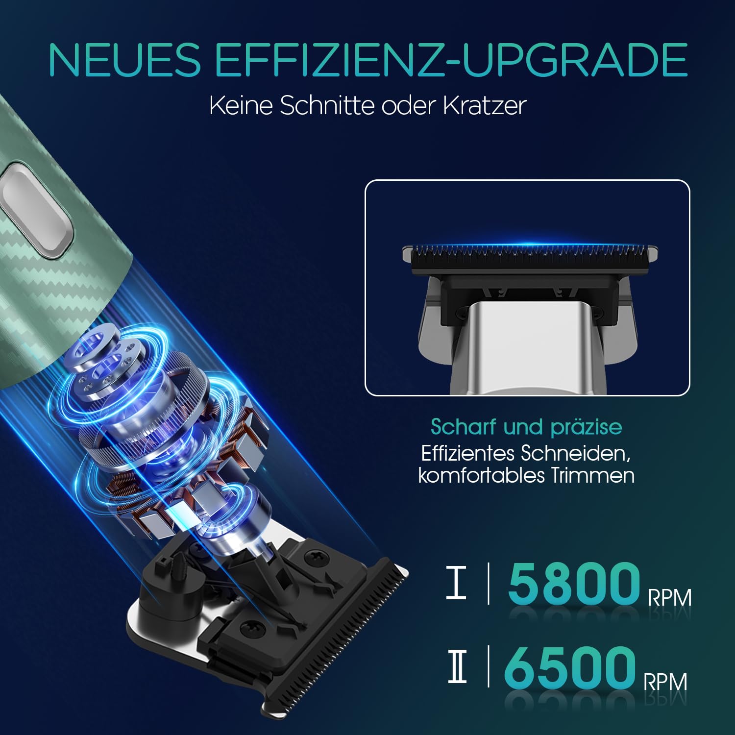 VOYOR Barttrimmer Herren,Ganzkörper Haarpflege,Rasierer und Haarschneider für Gesicht,Kopf und Körper,Wasserdicht,USB-C,Bart Trimmer mit 3 Kamm HT310 (Grün)