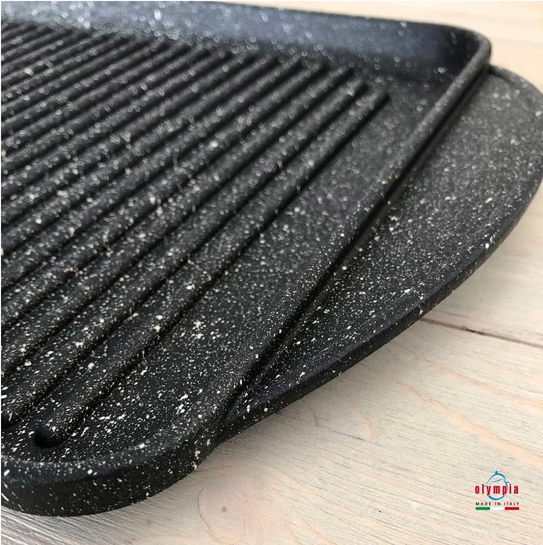 Olympia Hard Cook 11 x 11 Inch Square Non-stick Die Cast Aluminum Griddle, Made In Italy
