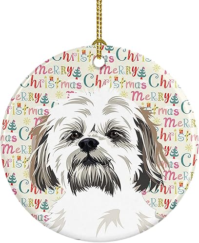 Miniatura 139 de Caroline's Treasures Adorno navideño de husky siberiano en blanco y negro #2 de cerámica para árbol de Navidad, decoración colgante para el hogar,