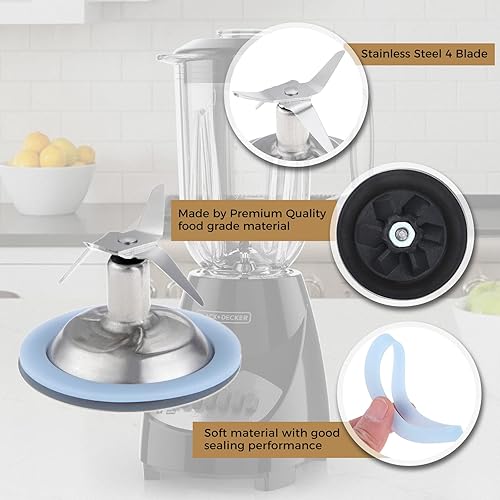 Miniatura 3 de Hoja de licuadora de acero inoxidable con junta de sello de anillo compatible con Black Decker, repuesto 77666SS BL300 BL450 BL500 BL300 BL450 BL550