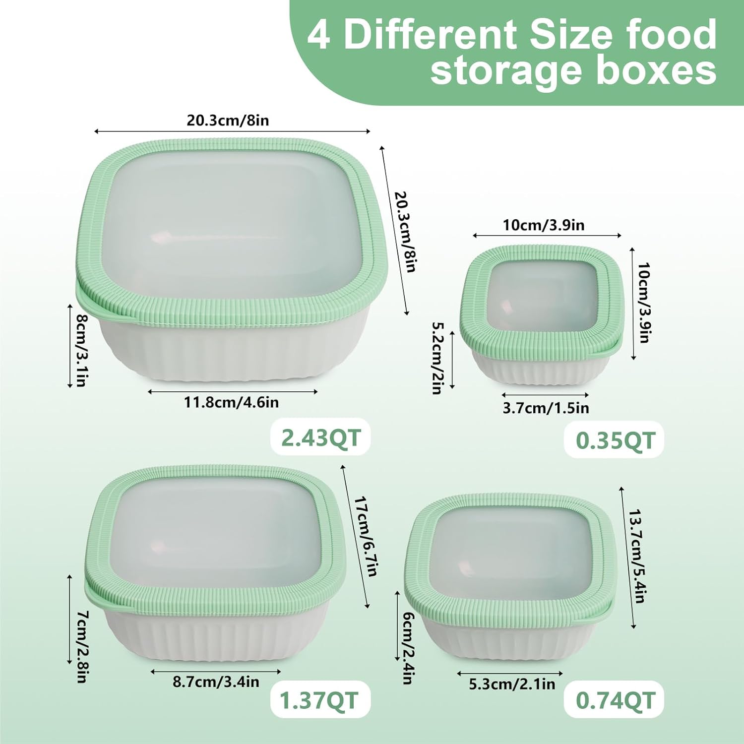 Serving Bowls with Lids - 4 Piece Wide and Deep Nesting Plastic Small Mixing Bowl Set with Lids, BPA-Free Square Food Storage Containers for Fridge Organization, Microwave & Freezer Safe