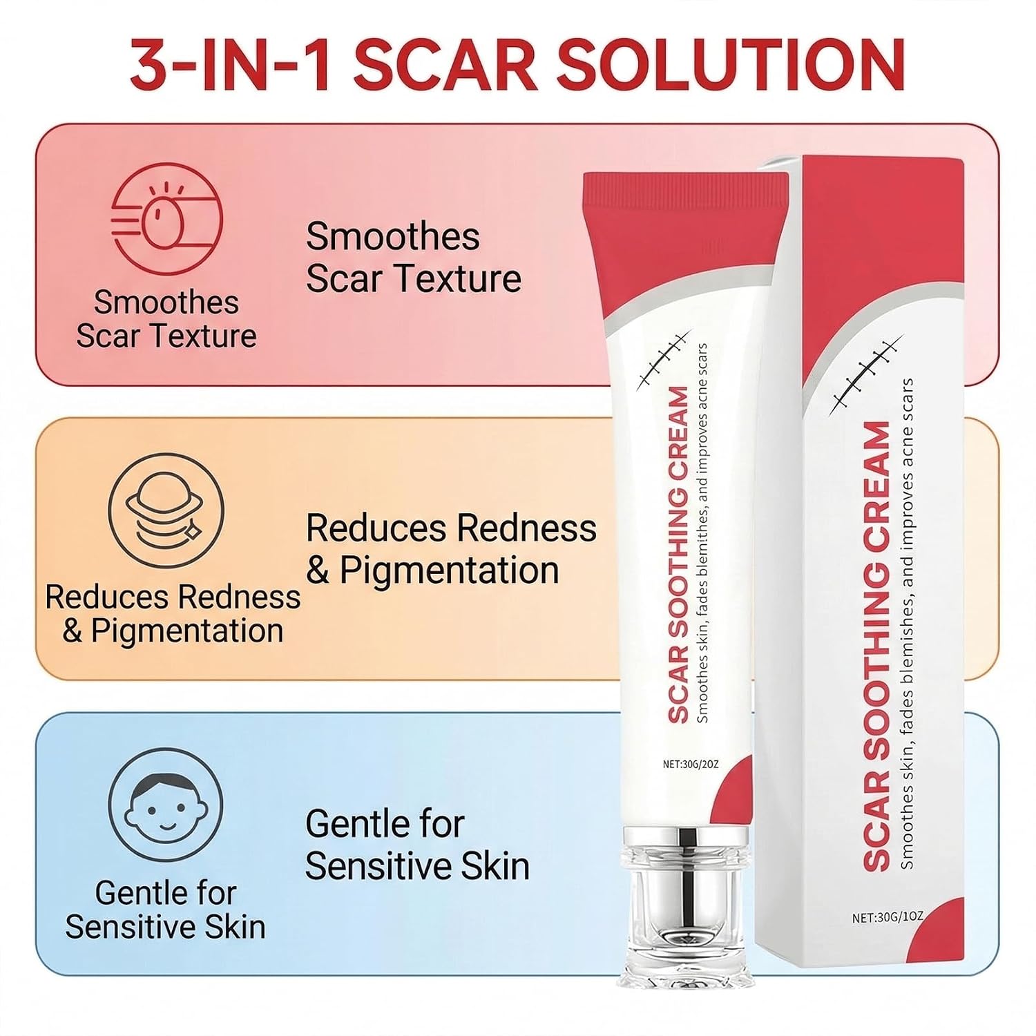 Scar Soothing Cream & Smoothing Cream for Scars,Helps Improve Appearance for Surgical Scars and Keloid Bump, Reduces Redness,For Skin Recover Smooth (2pcs)