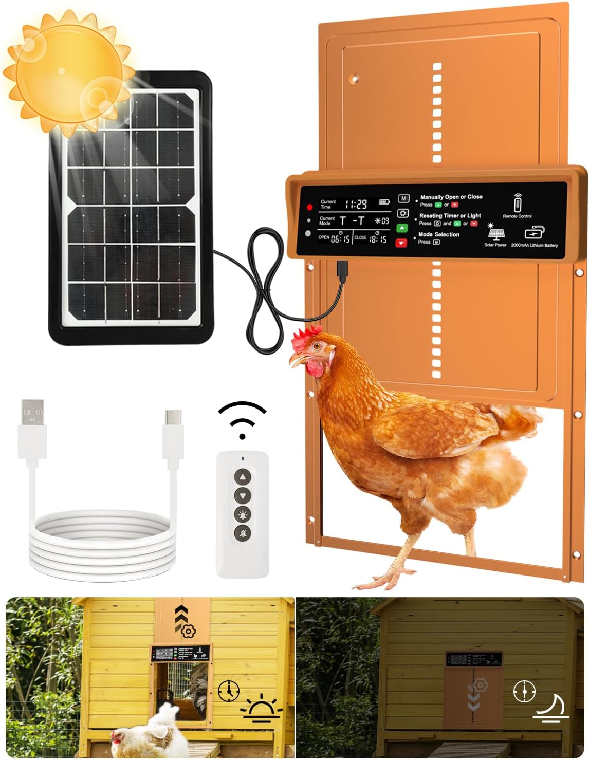 Asfrost Automatic Chicken Coop Door Solar Powered Automatic