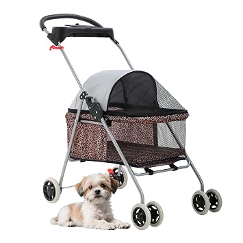 BestPet Foldable Pet Stroller for Small/Medium Dogs and Cats Up to 33 lbs