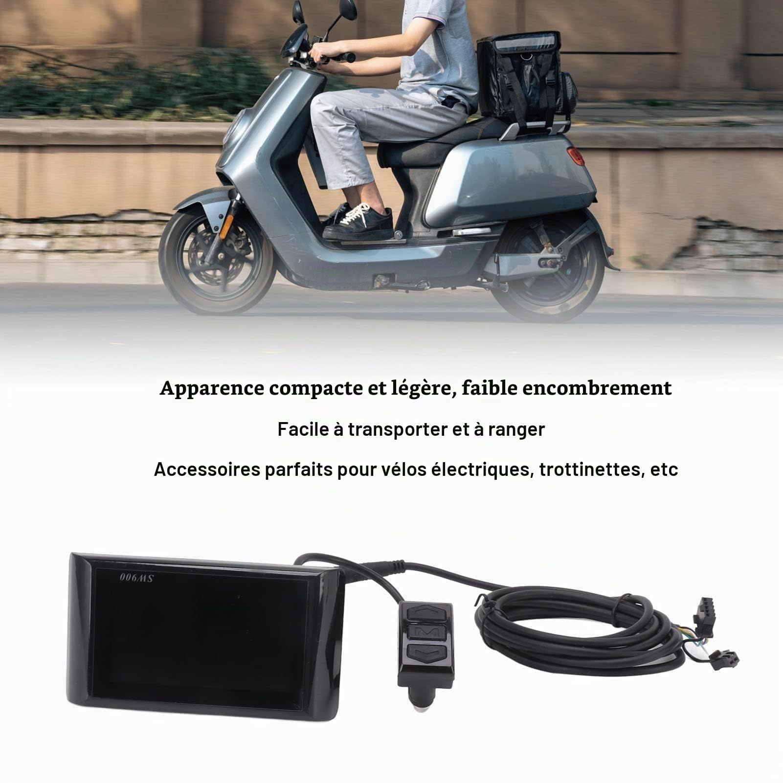 VBESTLIFE Écran LCD SW900 pour Vélo électrique, écran LCD de Données Claires du Panneau de Commande adapté aux Scooters de Vélos électriques