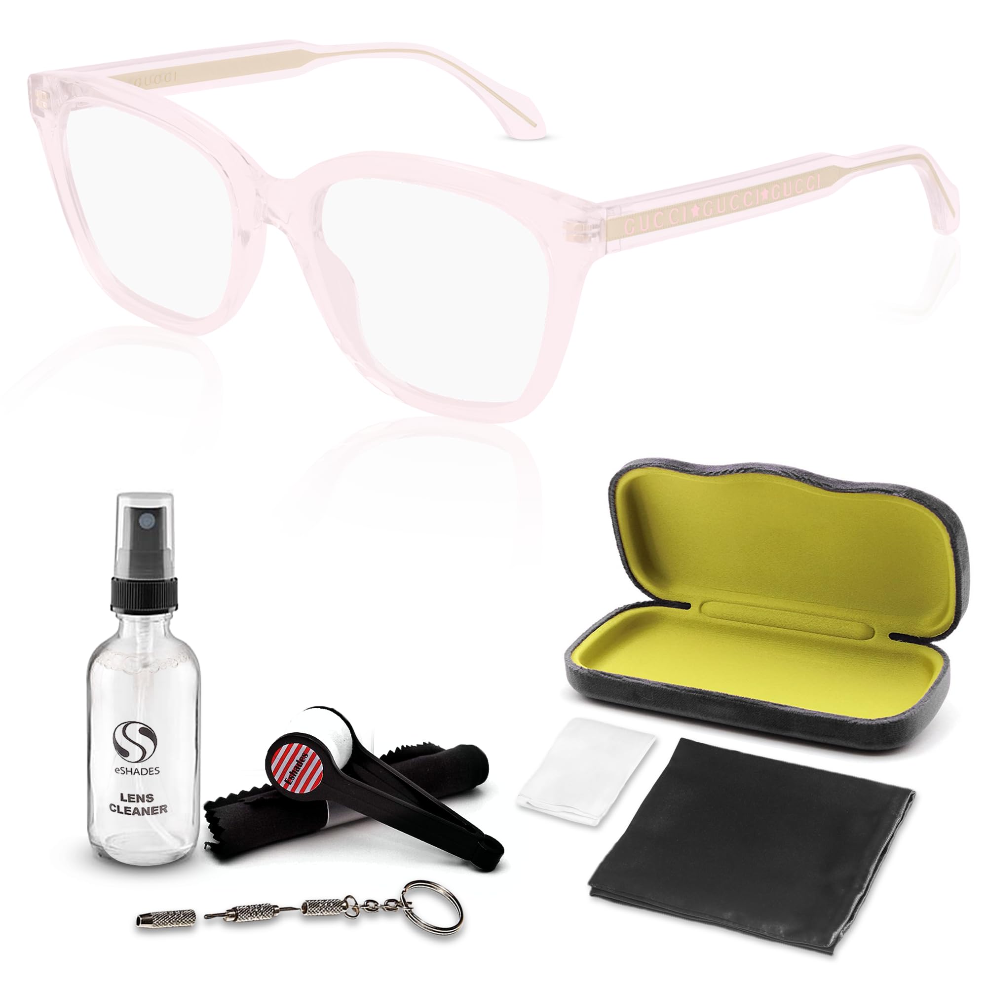 Gucci ucci GG0566ON Cat Eye Rectangular Shape Eyeglasses + Bundle with eSHADES Luxury Eyewear Kit