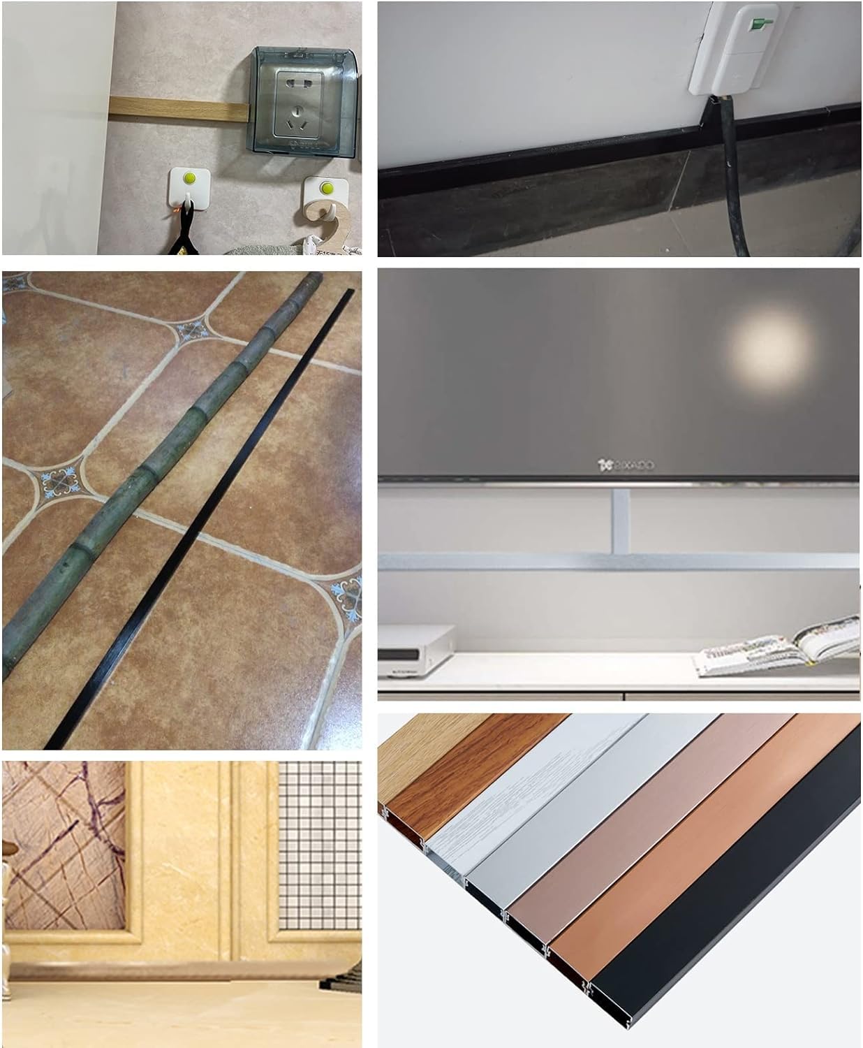Canaleta De Cables De Metal, Cubierta Protectora De Cables De TV De Pared/Cable De Piso 1m/1,5 Metros, Kit De Gestión De Corrector De Cables Autoadhesivo(Style 4,Length 150cm/5FT)