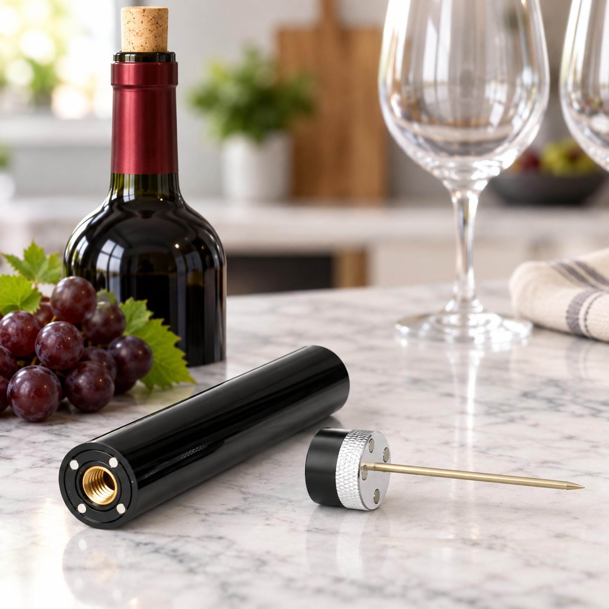 Aluminum and Plastic Air Pump Wine Cork Remover for Opening Bottles at Home Dinners, Parties and Gatherings