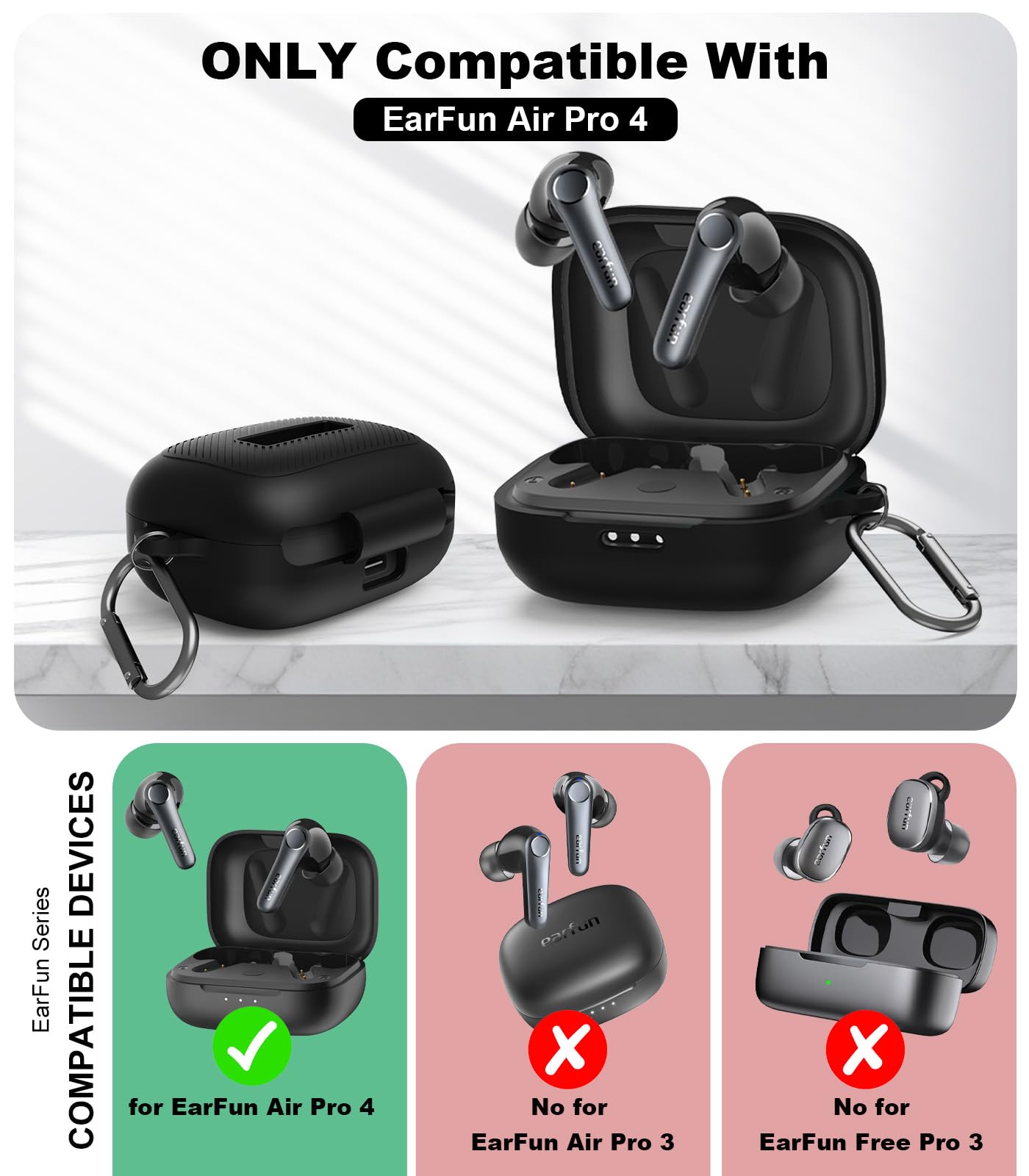 GIOPUEY Cilicone hoes compatibel met EarFun Air Pro 4, ultradunne