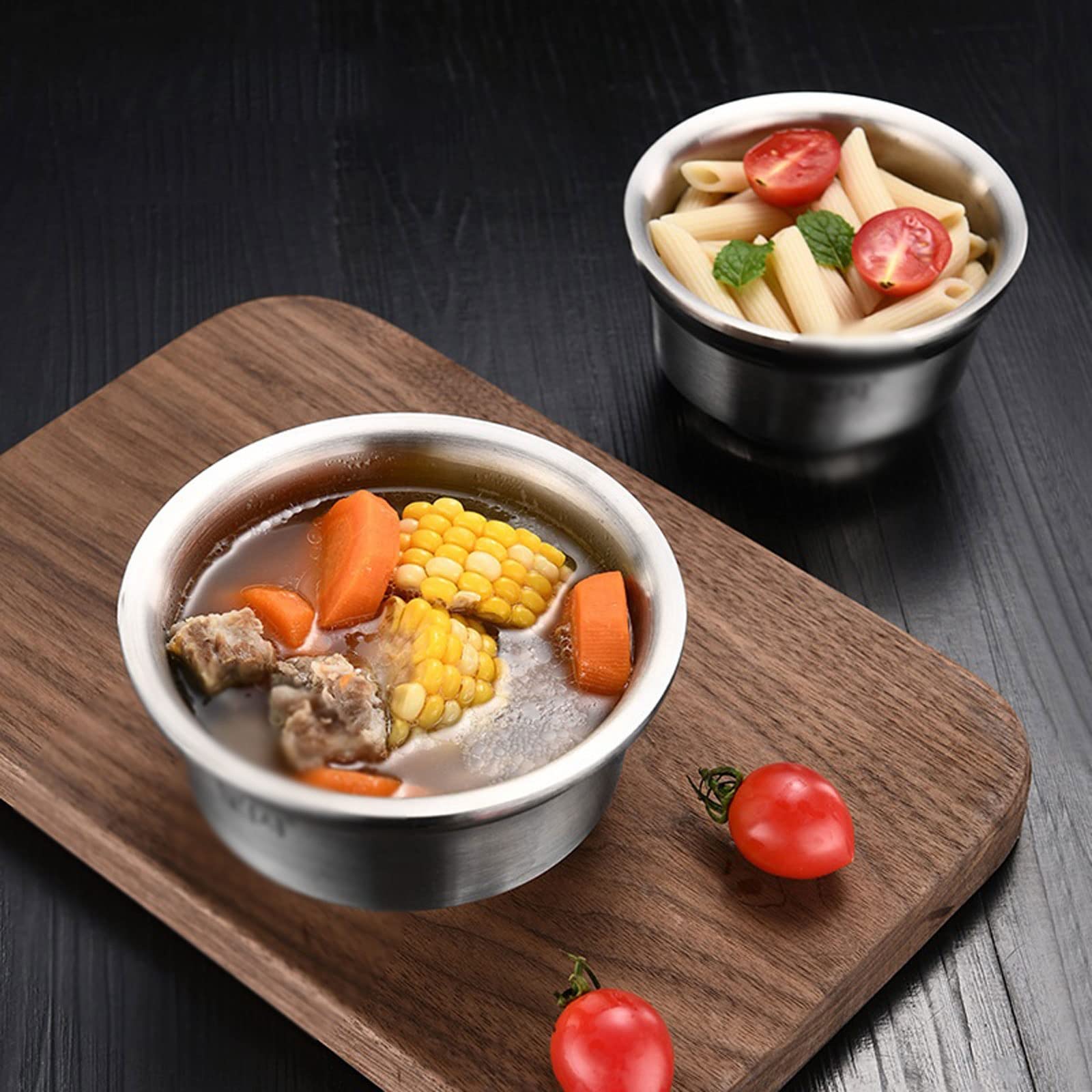 Miski do sałatek miska ze stali nierdzewnej podwójny odporny na oparzenia pojemnik na żywność ryż salaterka ramen makaron instant miska na zupę metalowa
