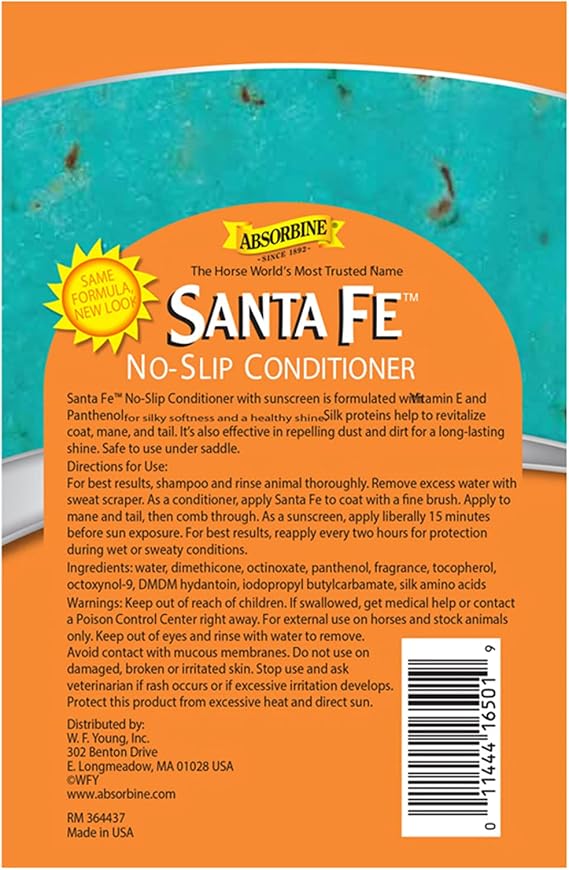 Absorbine Santa Fe Coat Conditioner & Sunscreen, Non-Slippery Formula, 32oz Spray