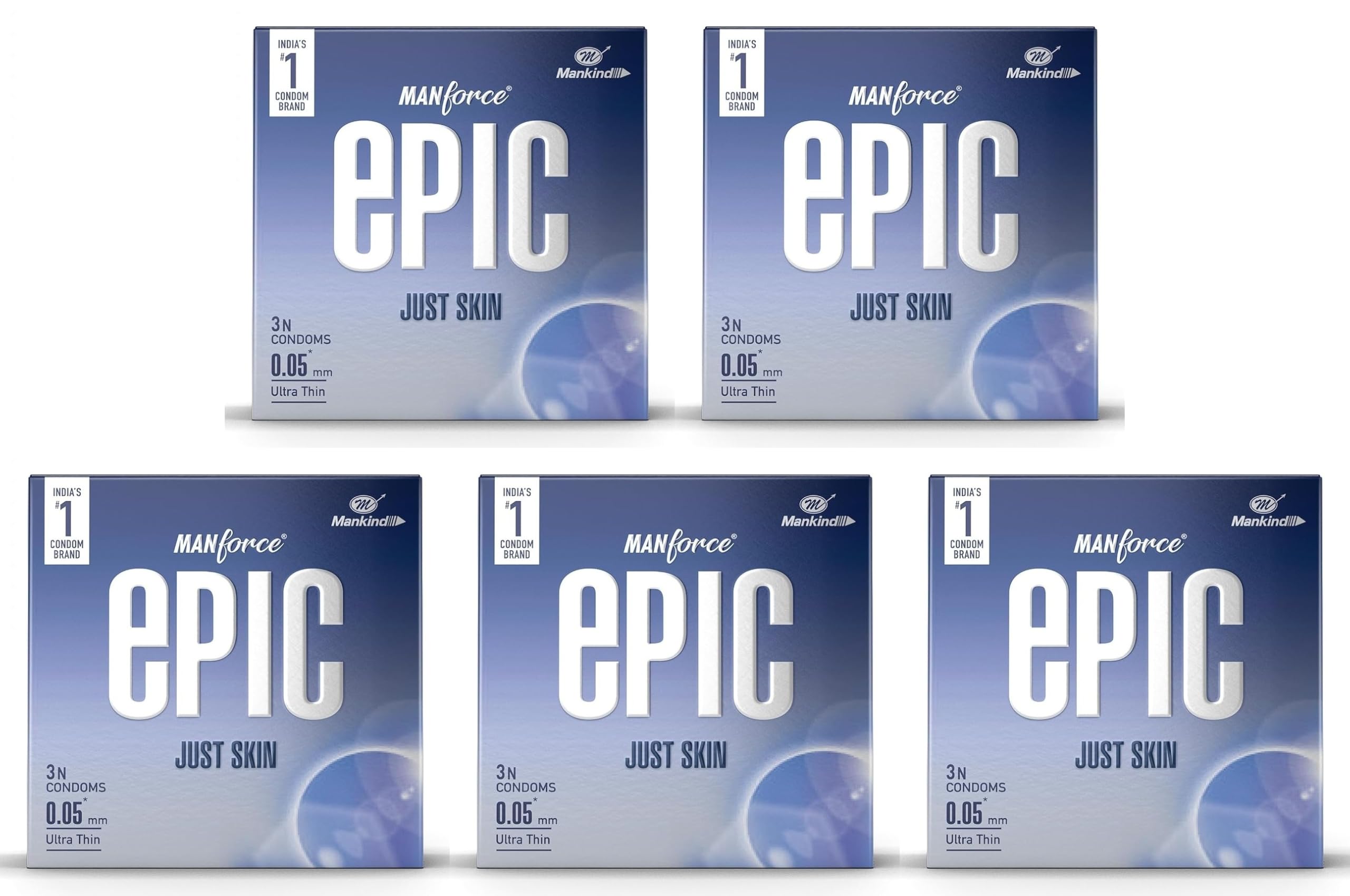 Manforce Epic Just Skin Ultra Thin Condoms (0.05mm) - Super Thin Design for Real Skin Natural Feel, Premium Lubricated Latex - Pack of 3 x Pack of 5-picture-29