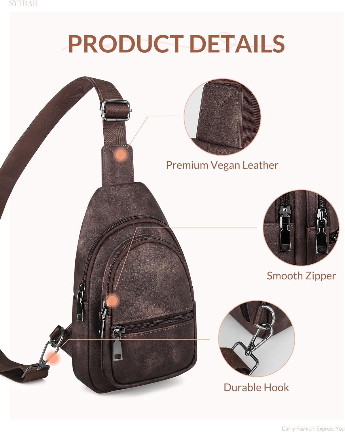 Sling Bag for Women, Crossbody Bags Purse for Women Trendy Vegan Leather Fanny Pack with Adjustable Strap - Image 6