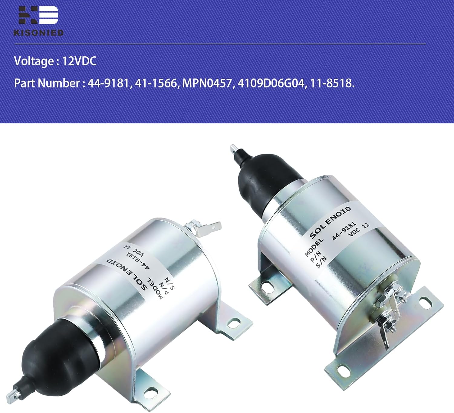 44-9181 Fuel Shut Off Solenoid 41-1566 MPN0457 4109D06G04 11-8518 Replacement for Thermo King SB SLX SL TS MD Series Engine SL100 SL200 SL300 TS200 TS300 TS500 SB190 SB200 SB210 Yanmar YK266 12VDC