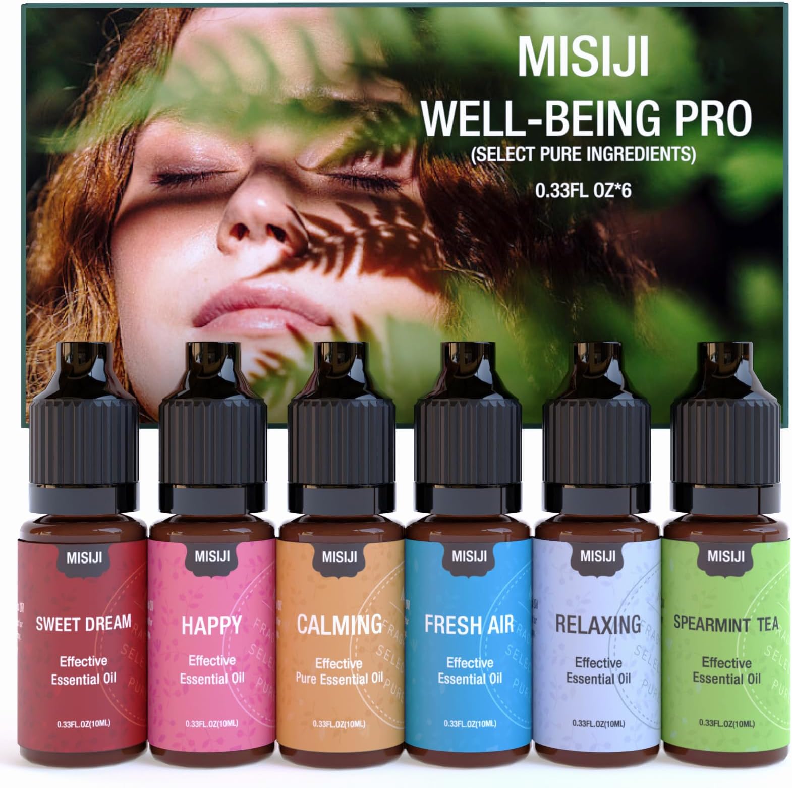 Essential Oil Blends, Essential Oils Set for Diffusers for Home, Well-Being Kit- Spearmint Tea, Calming, Dreams, Relaxing, Mood, Fresh Air Aromatherapy Oils for Humidifiers, Skin, 6x10ml