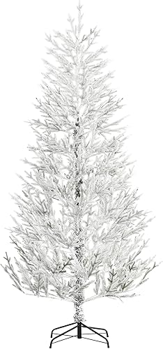 Miniatura 1 de HOMCOM Árbol de Navidad artificial flocado de nieve de 7 pies con 240 ramas realistas de abeto, apertura automática, verde