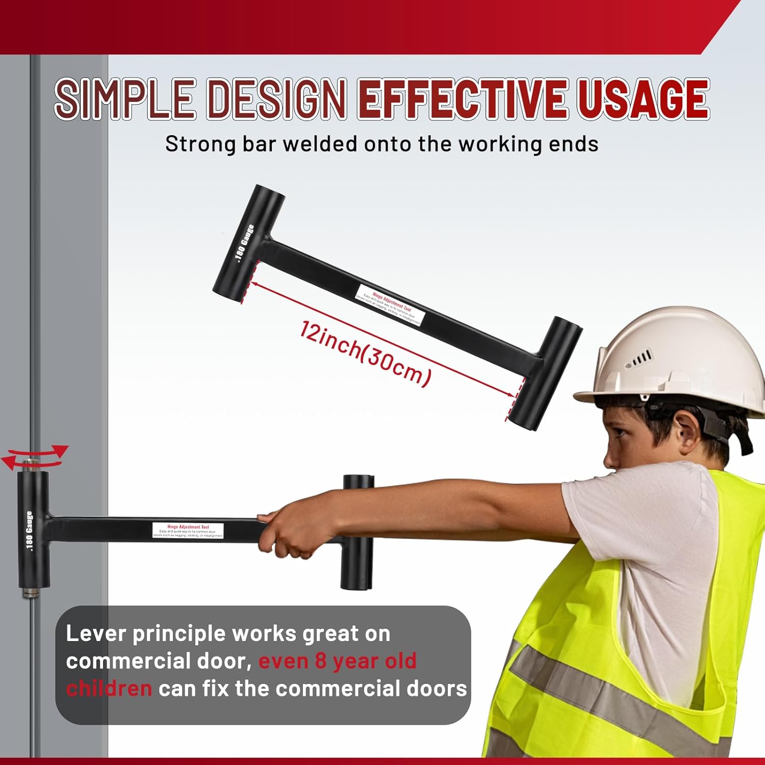 Hinge Adjustment Tool, Double Head Long Handle Hinge Bender, Heavy Duty Hinges Wrench for .180 Gauge and .134 Gauge Commercial Door