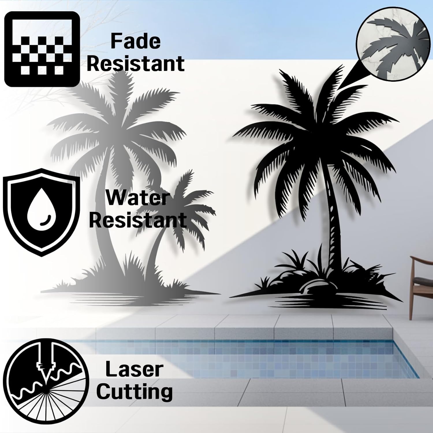 Metal Palm Tree Wall Decor,Palm Tree Metal Wall Art,Metal Palm Tree,Palm Tree Metal Wall Decor,Tropical Metal Wall Art,Beach Wall Decort,Palm Tree Bathroom Decor (black,81 L" x 55 W" / 206 x 140 cm)