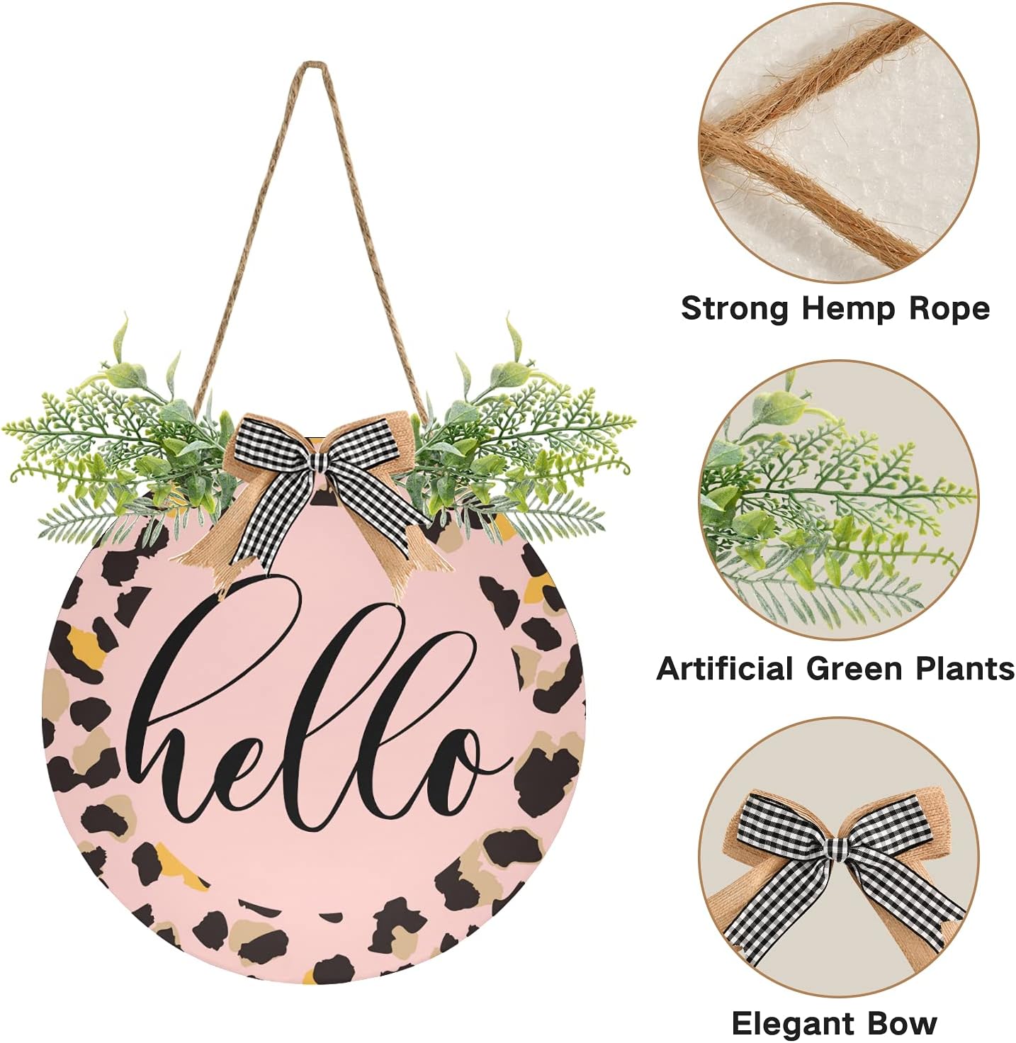 Letrero de bienvenida rosa de piel de leopardo para decoración de