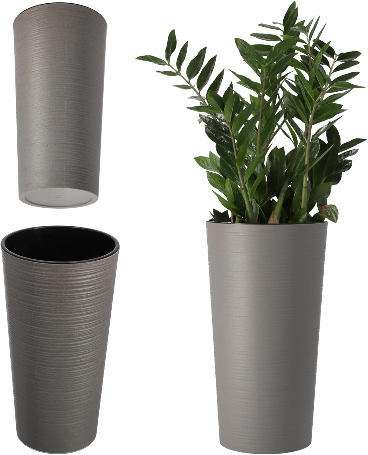 Blumentopf Mit/ohne Bewässerungssystem Polyrattan Blumenkübel 3 FARBEN 3Größen E - Foto 7