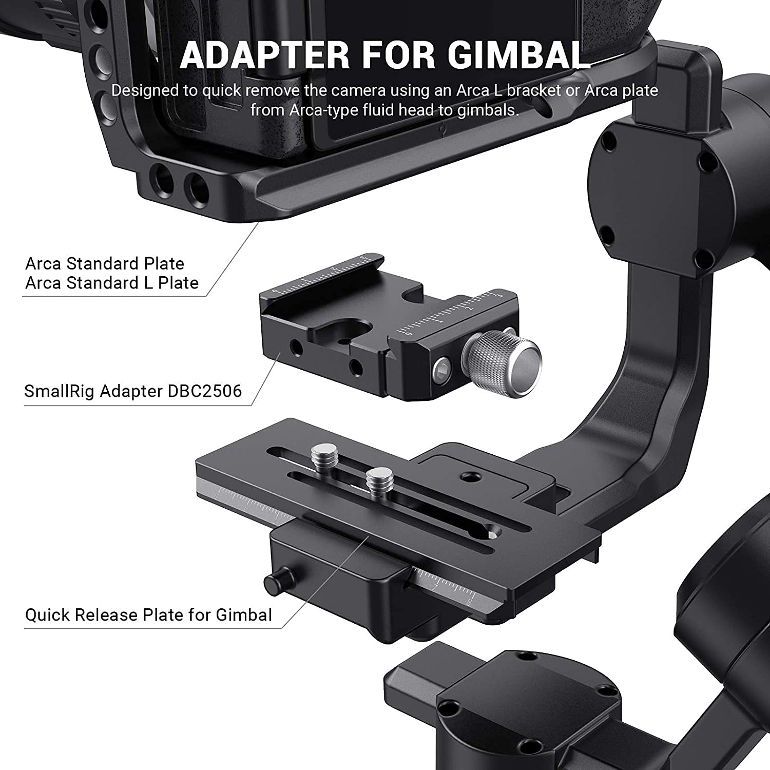 SMALLRIG Quick Release Clamp Compatible para Arca Estándar para dji Ronin S/Ronin SC y ZHIYUN Crane Series/Weebill S Gimbals - DBC2506B