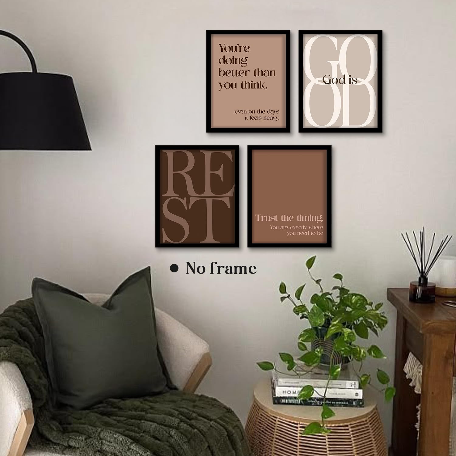 WEFKODO Bible Verse Christian Wall Decor, Brown Minimalist Affirmation Wall Art for Home Office Bedroom Bathroom Teen Girls Room Dorm, Bible Verse Poster Set of 4, 8x10 Inch Unframed image 4