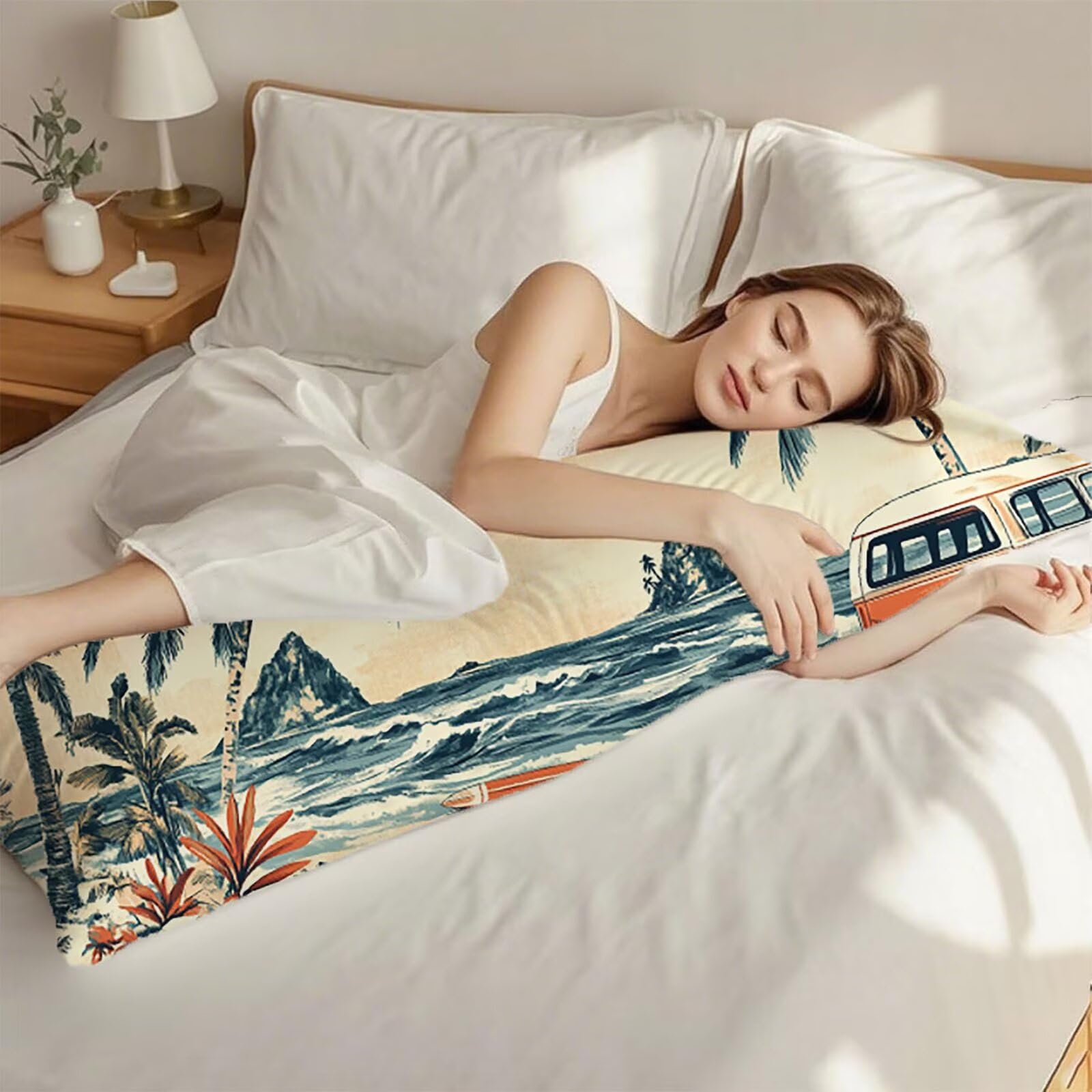 Federe Cuscini Turchese Federe Cuscino Letto Colore Arancione60x180cm Lino Copricuscini, Divano Morbida e Traspirante Stampa Fronte-Retro Con Invisibile Cerniera Lavabile per Letto o Divano C0C1131