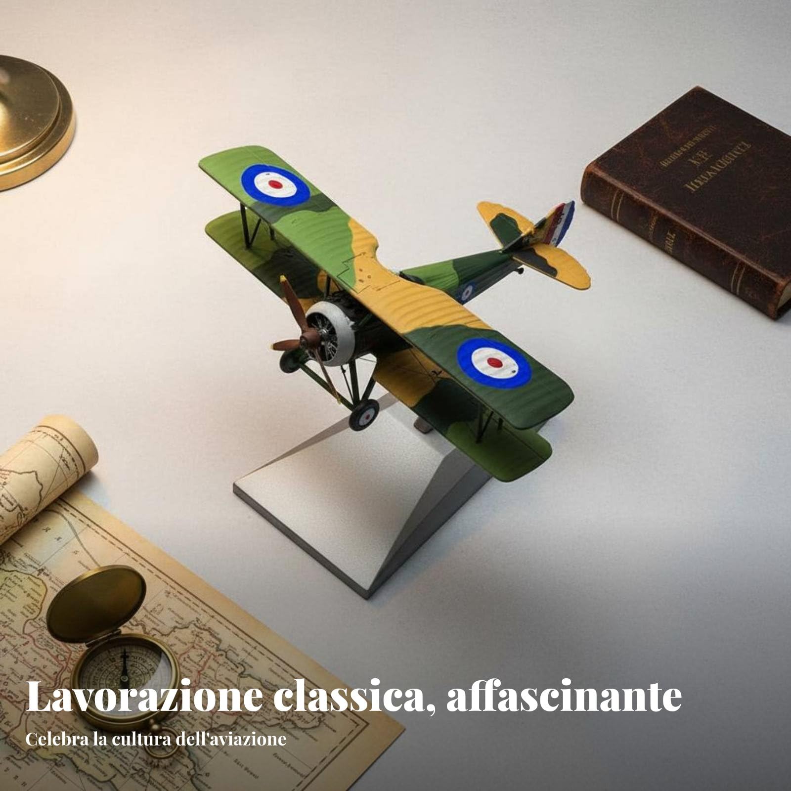 Almencla Riproduzione Fedele di Storico con Doppia E Motore a Pistoni in Lega Pesante con Supporto Rotante per Vetrina Scrivania E Scaffale per Regalo a, Spad XIII