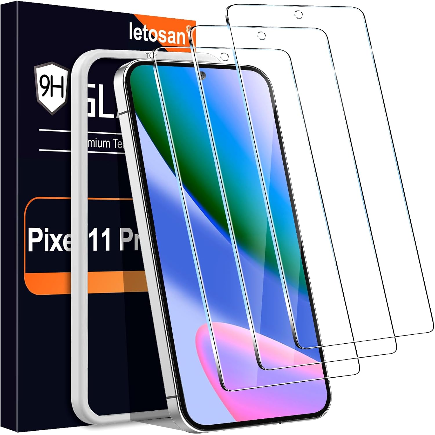 letosan 3 Pack Glass Screen Protector for Google Pixel Pro XL, Ultrasonic Fingerprint Unlock, HD Clear Case Friendly Tempered Glass for Google Pixel Pro XL Screen Protector 5G