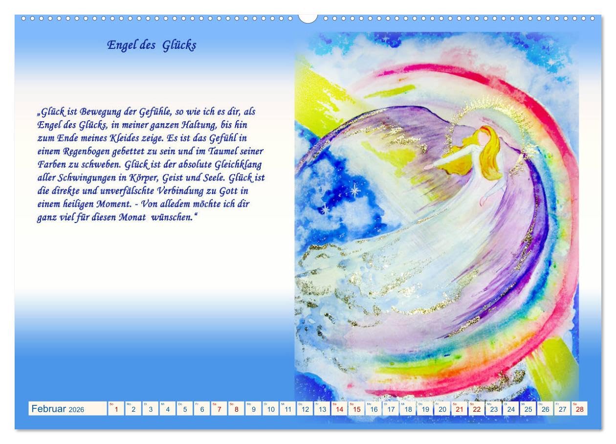 Engelbilder mit Botschaften für die Seele (hochwertiger Premium Wandkalender 2026 DIN A2 quer), Kunstdruck in Hochglanz: Engel mit ihren Botschaften Worte. Labsal für die Seele. (CALVENDO Kunst)