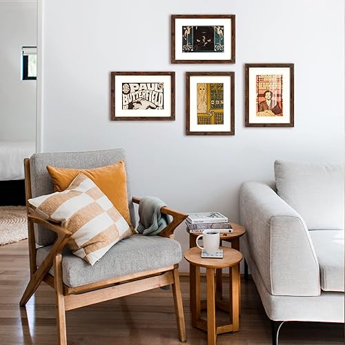 Miniatura 4 de KINLINK Marcos de fotos de 8 x 10 pulgadas, color marrón rústico, marcos de fotos con vidrio real, marcos de fotos de madera compuesta para mesa y