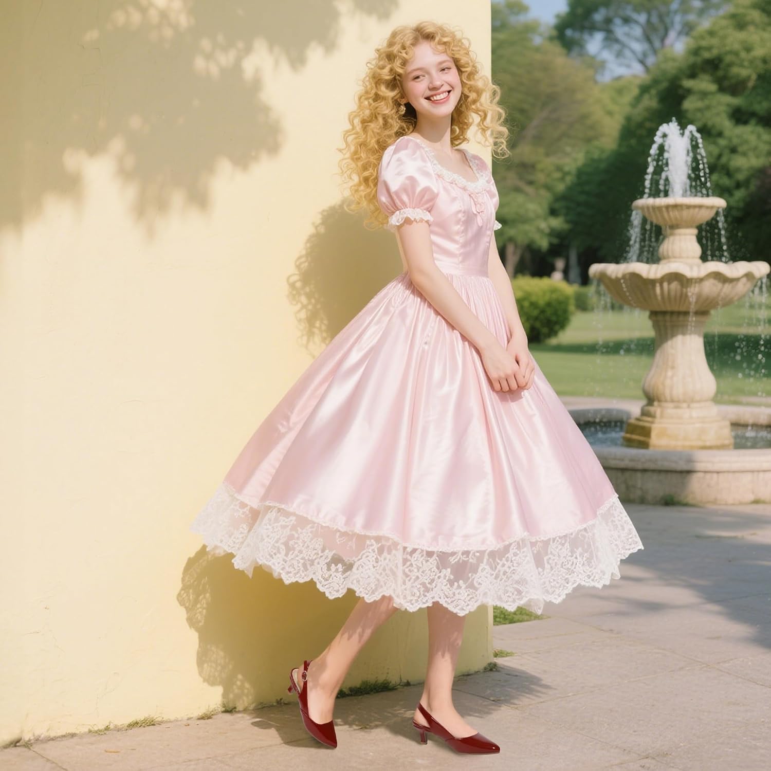 PANDANINJIA Girls Dress Shoes Kitten Heels Sandals Closed Pointed Toe Slingback Flower Girl Little Big Kid Wedding Party School Pumps Shoes - Image 2