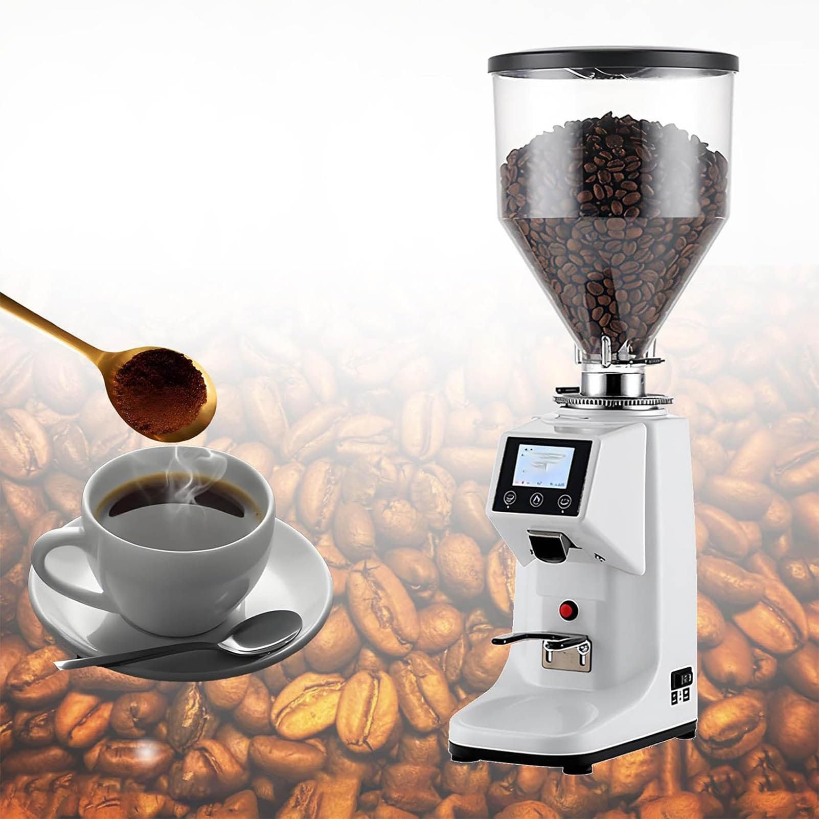 Macinacaffè elettrico professionale con macina piatta da 60 mm white-1500ml