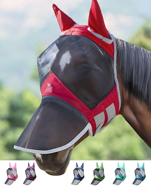 Harrison Howard CareMaster Pro - Máscara Luminosa para Caballo, Gran Espacio para los Ojos, Nariz Larga…