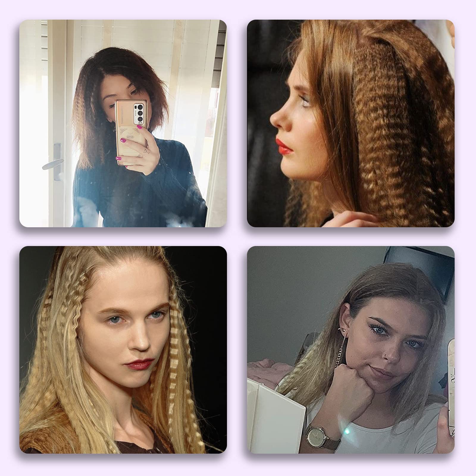 Piastra Per Capelli Frisee DSHOW Piastra Lisciante Per Capelli Rivestimento In Tourmaline Ceramic Crimping iron for Hair Crimper (Viola)