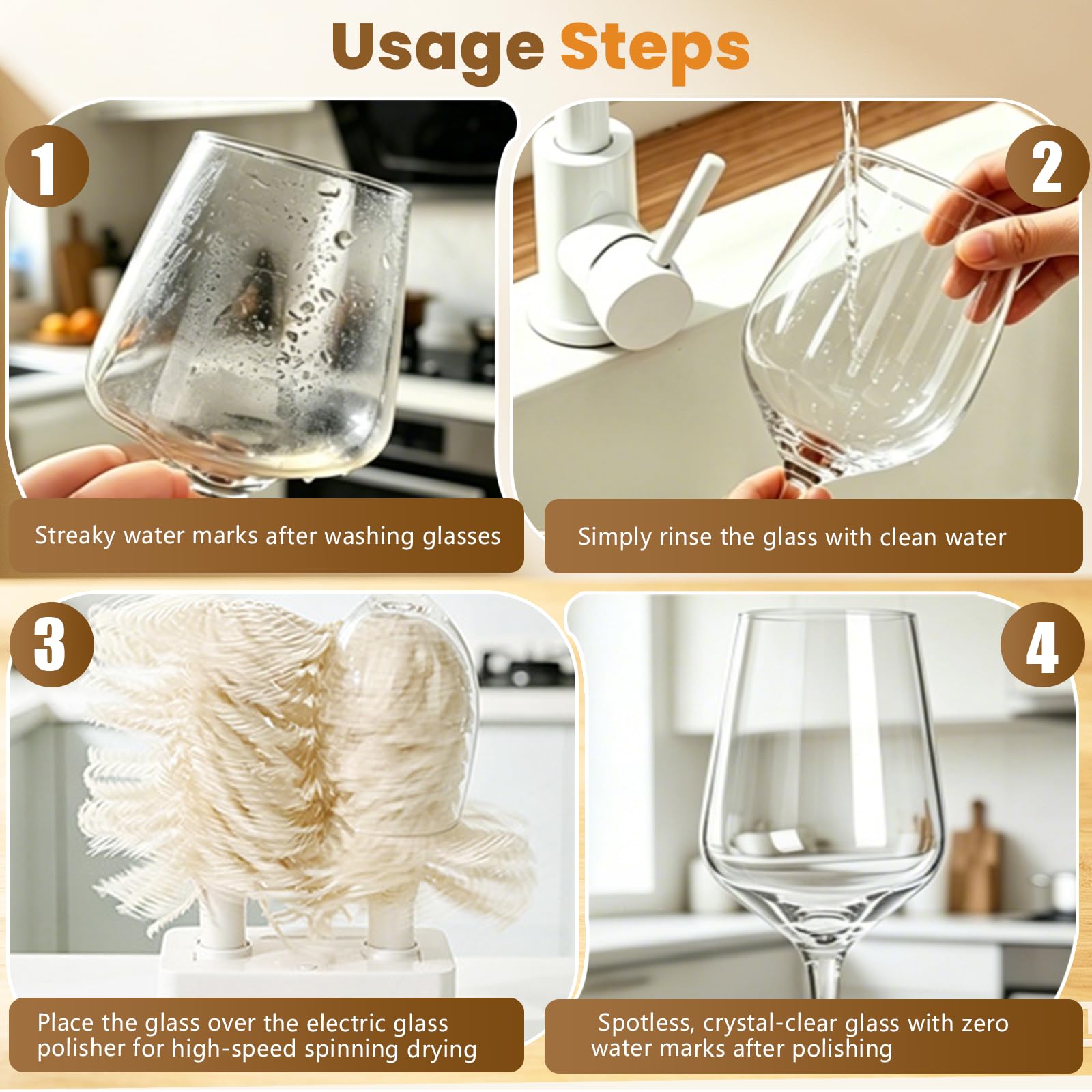 Polisseuse Électrique pour Verres Domestiques, Machine à Polir Laver de Verres à Vin Rotatif avec Double Tête de Brosse, Séchage Instantané à 600 Tr/min pour Bars Restaurants et Cuisines