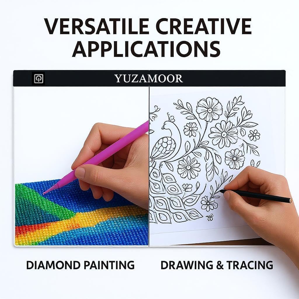 A3 LED Light Pad for Diamond Art, Sketching, Painting - Adjustable Brightness, Sketching, Tracing - USB Powered Complete Art Light Board Kit with Pad Stands and Clips