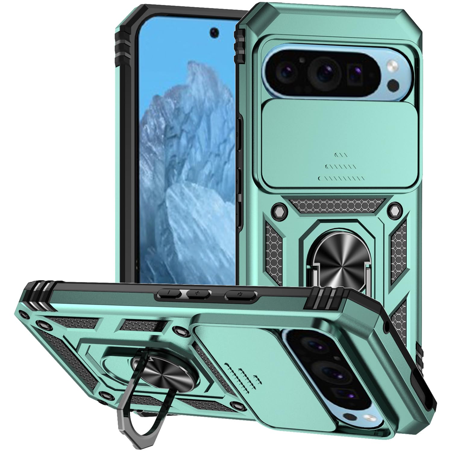 Military Grade for Google Pixel 9 Case for Google Pixel 9 Pro Case with Kickstand Slide Camera Cover Protection Shockproof...