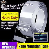 Vista 2 de Cinta de montaje extra grande de 1.2 x 240 pulgadas, súper resistente, doble cara, cinta adhesiva nanofuerte transparente y resistente
